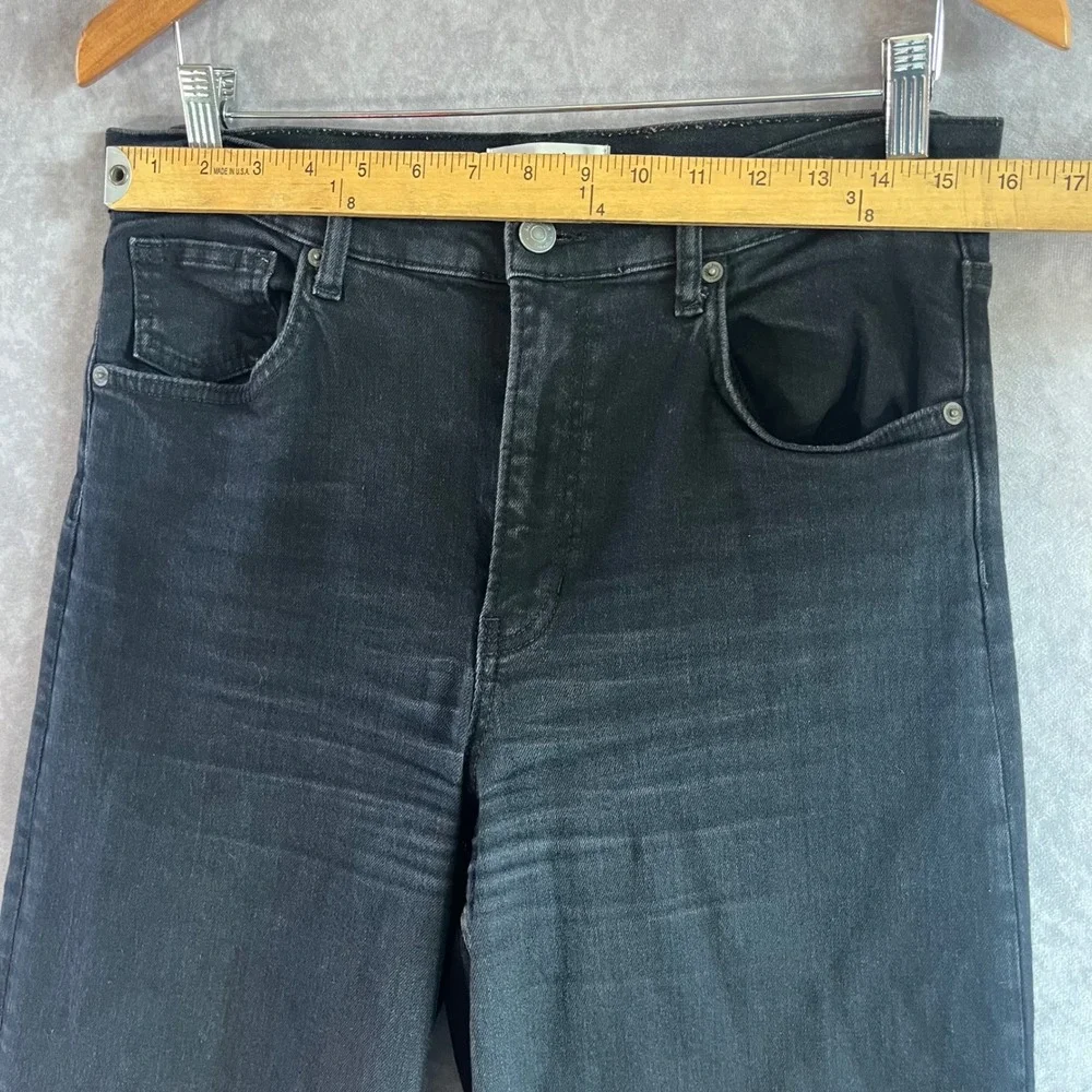 Reformation Emma High Rise Wide Leg Jeans Women‎ 31 Black Raw Hem Denim Casual